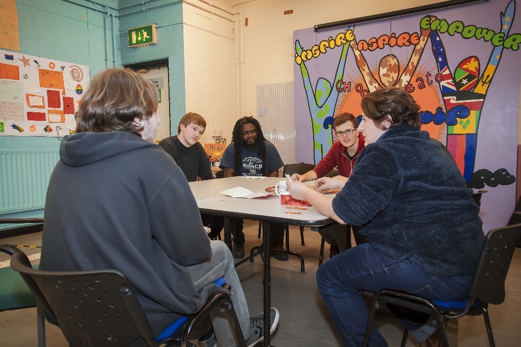 Photo of young people at a youth organisation