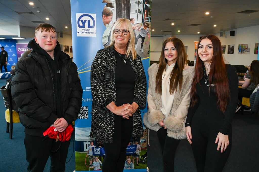 Deb Such, of Young Leicestershire, with some of the young people at the event.